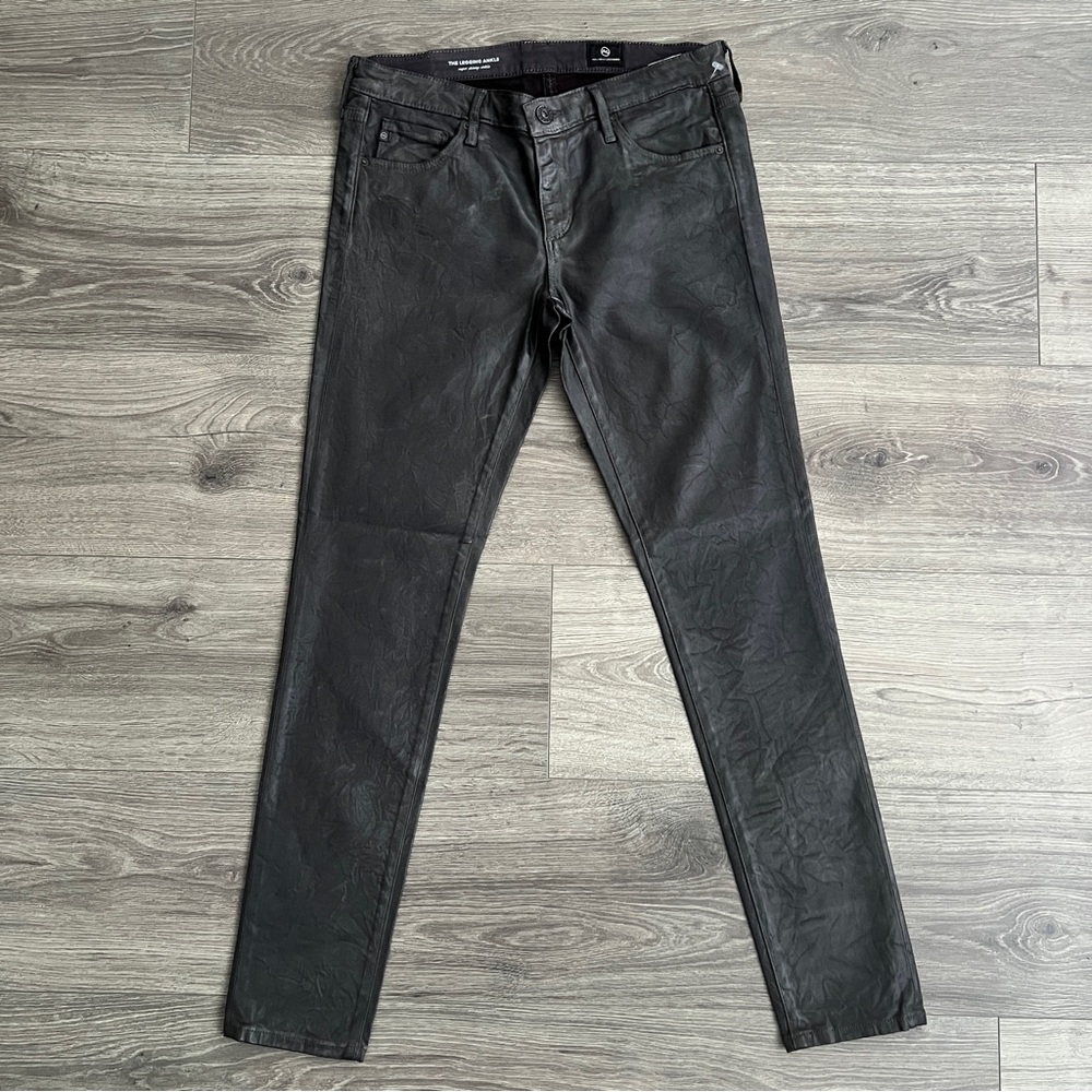 ADRIANO GOLDSCHMIED The Legging Faux Leather Pants Size 27 Skinny Dark Gray 90s